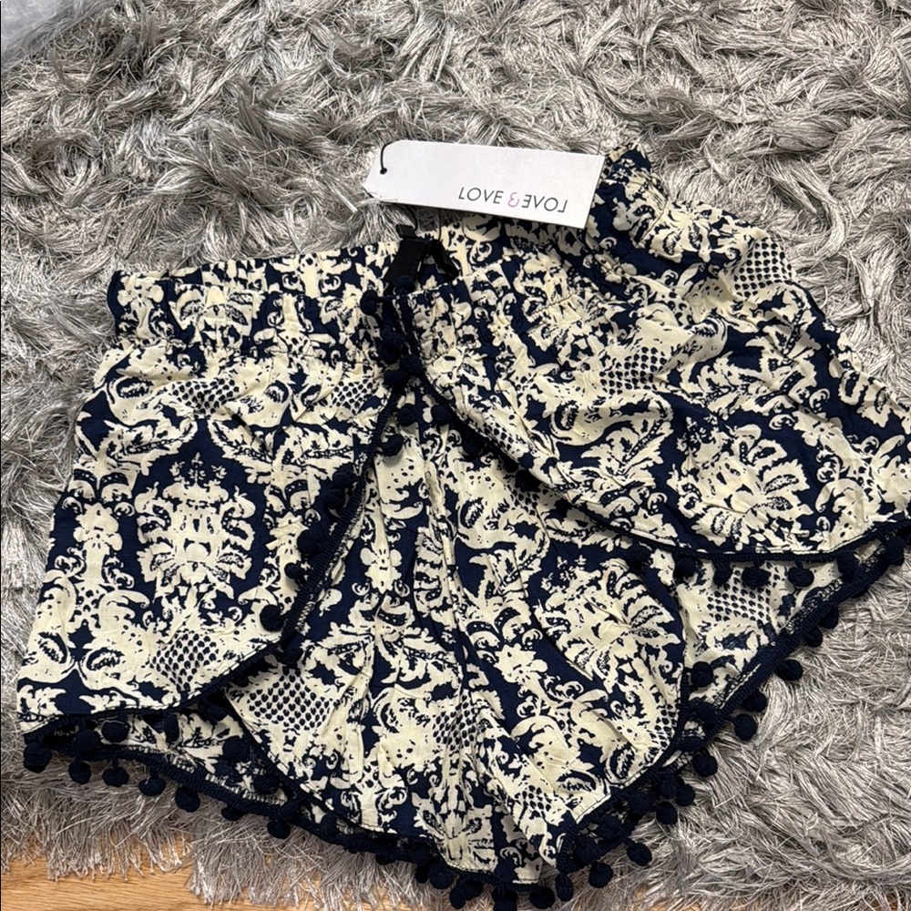 Women's Navy and Cream Shorts
